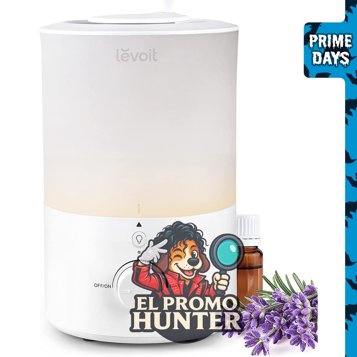 Humidificador Levoit de 3L con luz nocturna y vapor frío.