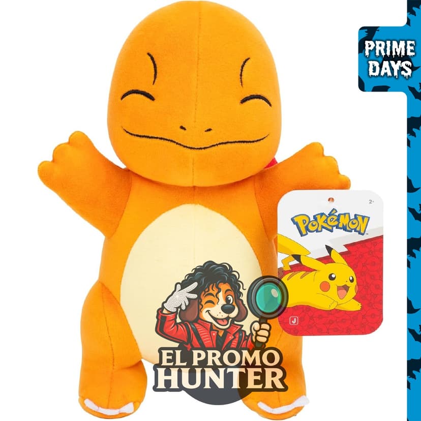 Pokemon Charmander - Peluche suave de 20.3 cm con detalles auténticos.