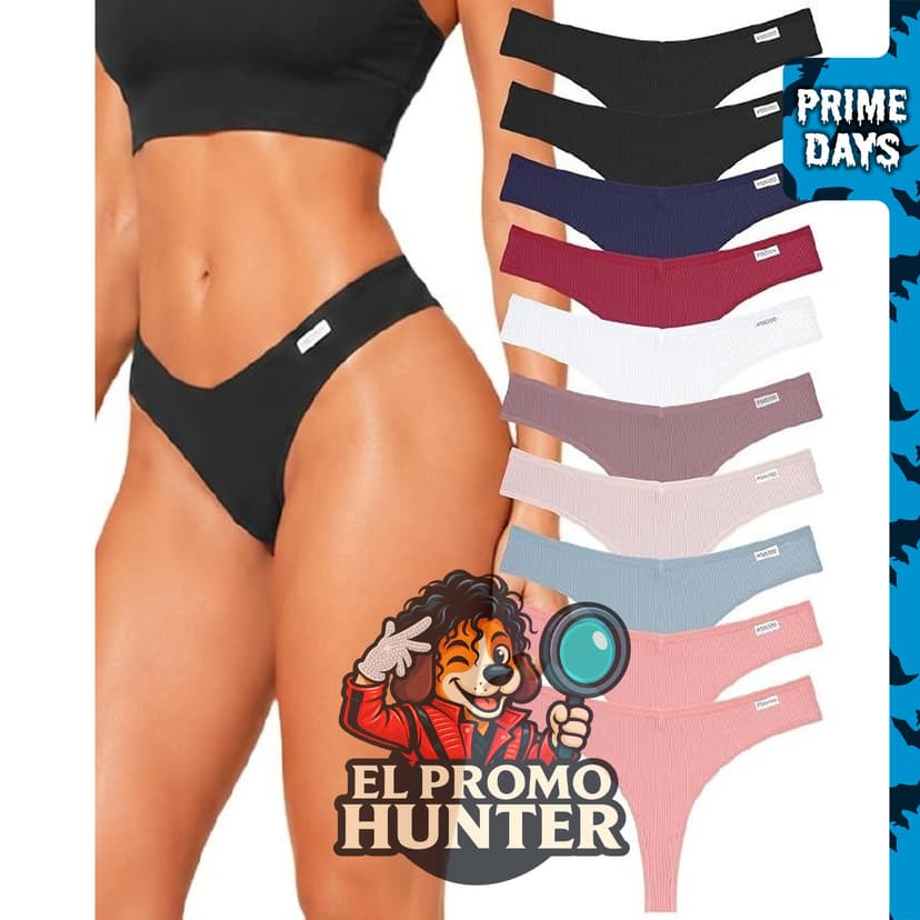 Paquete de 10 tangas de algodón para mujer, ropa interior transpirable.