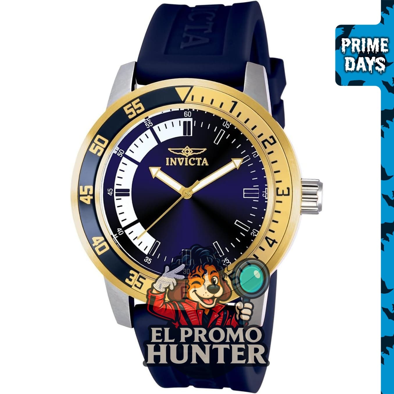 Reloj de cuarzo para hombre Invicta con correa de silicona.