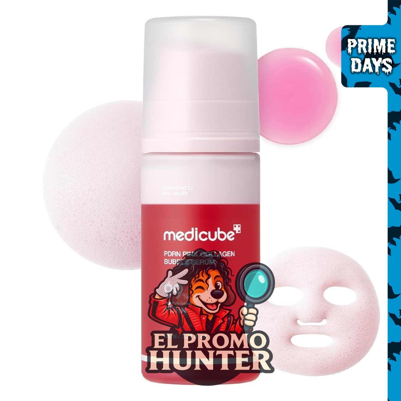 medicube PDRN Pink Collagen Bubble Serum, serum para el rostro con colágeno PDRN.
