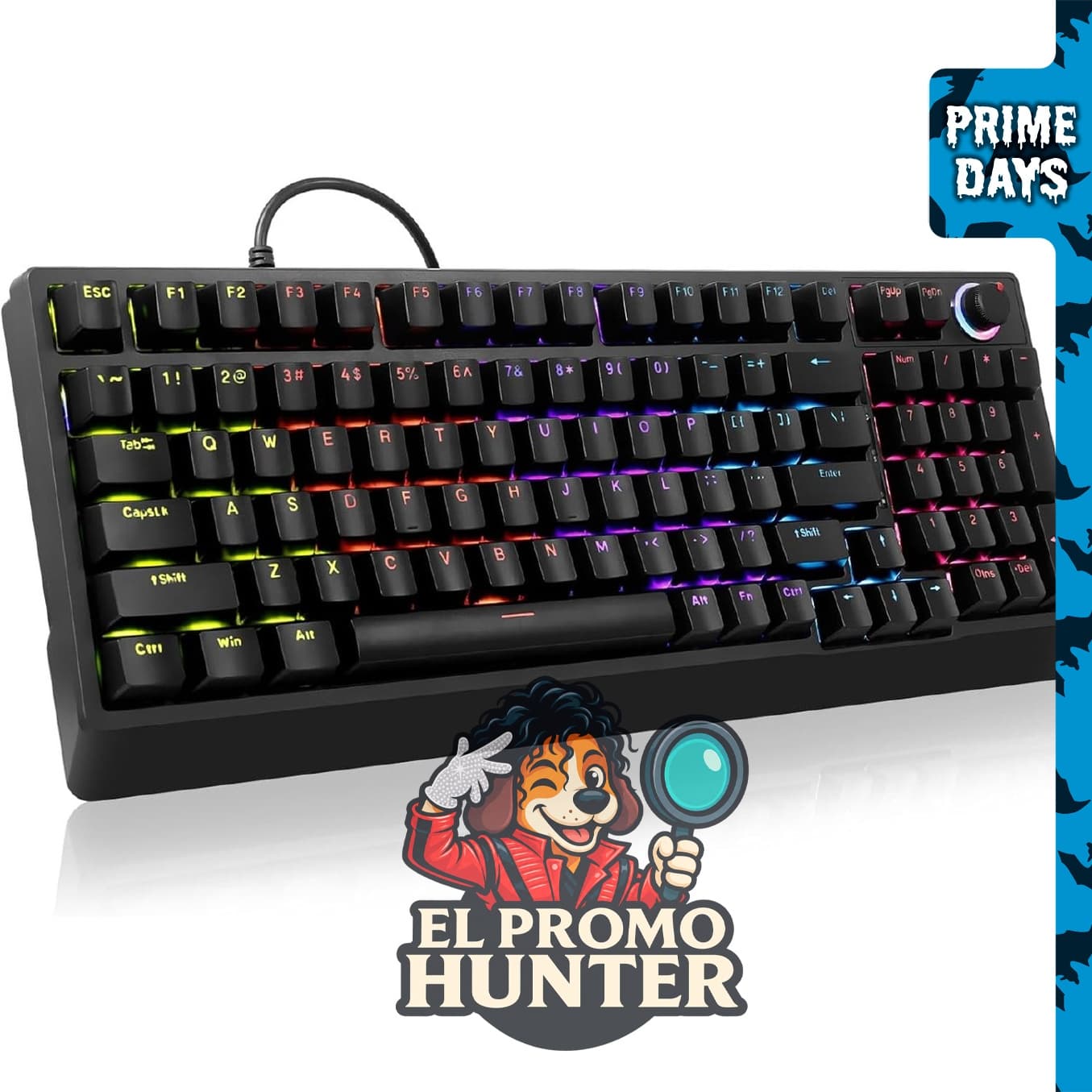 HUO JI Teclado mecánico para juegos al 96% con cable y retroiluminación LED.