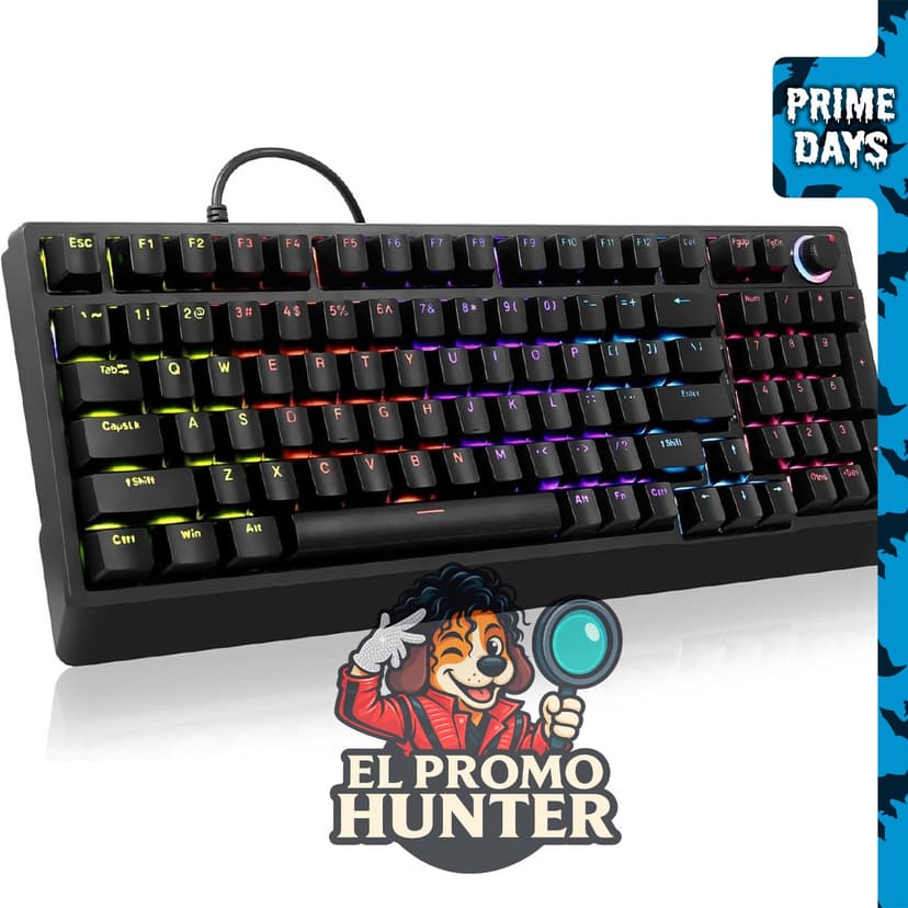 HUO JI Teclado mecánico para juegos al 96% con cable y retroiluminación LED.