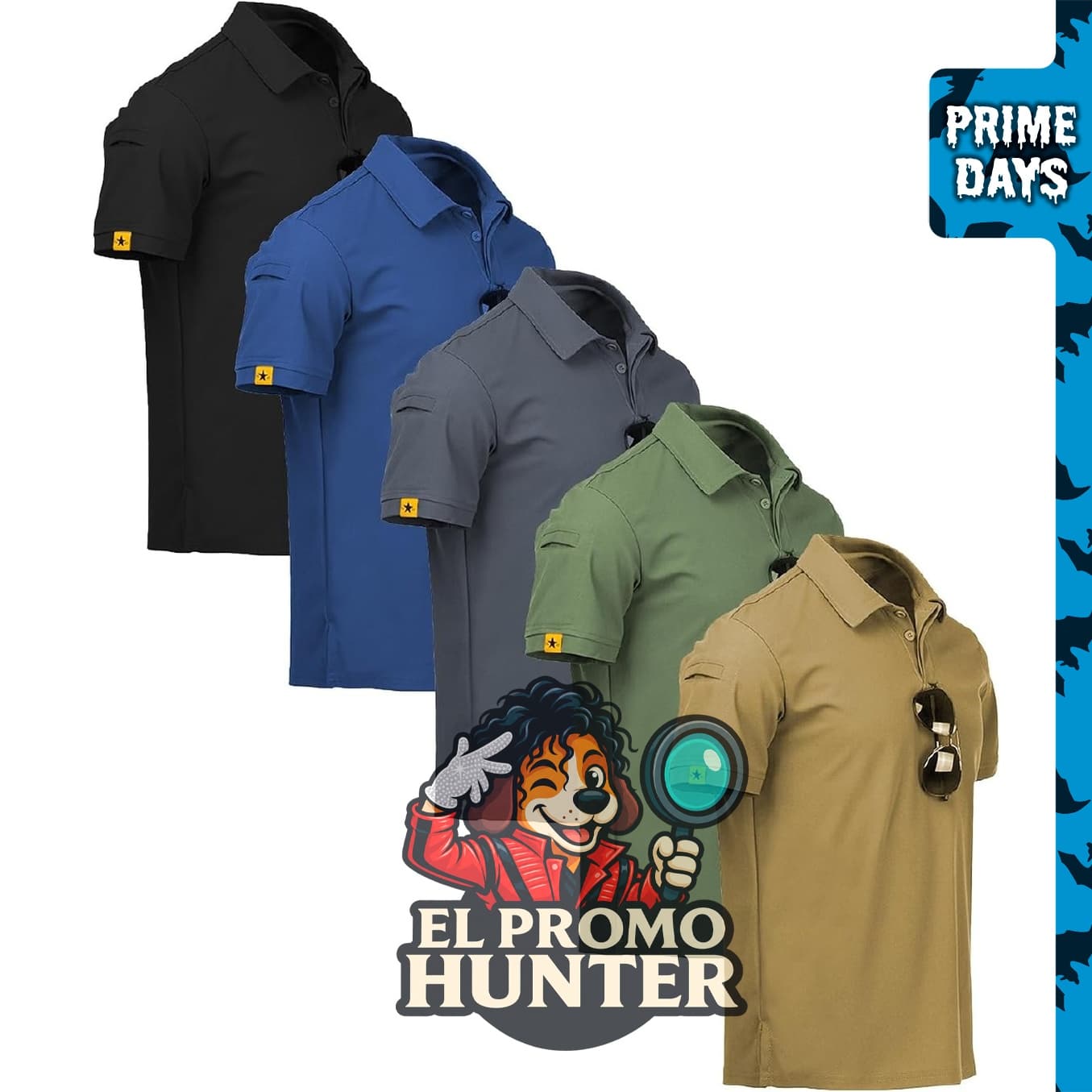 SCODI Paquete de 5 camisas polo de manga corta para hombre, diseño atlético y casual.