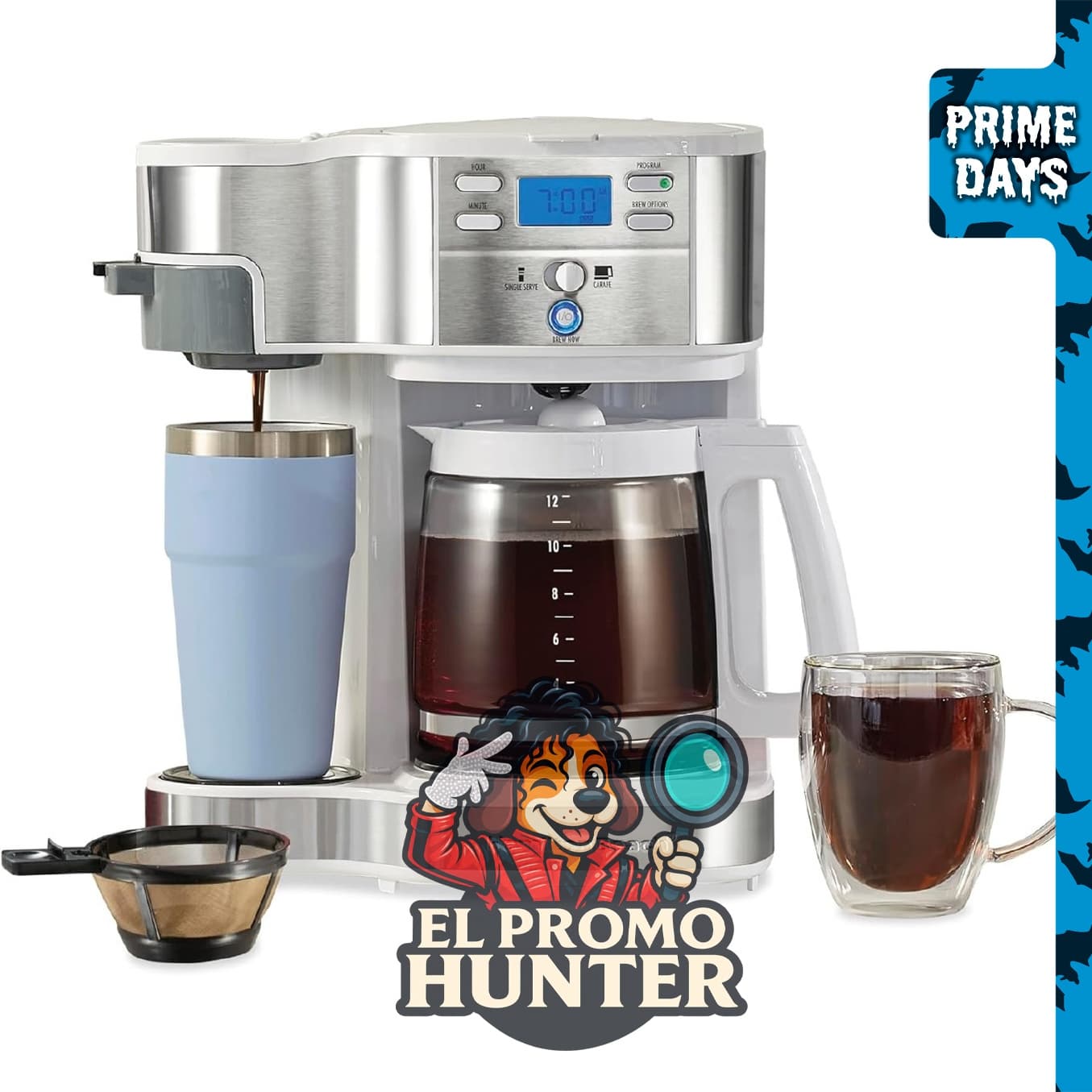 Hamilton Beach 2-Way Coffee Maker, cafetera programable y de una sola porción.