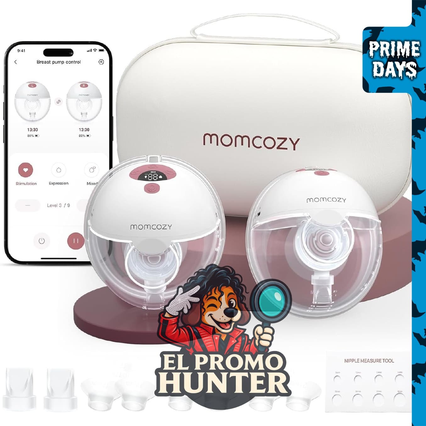 Momcozy Extractor de leche portátil controlado por aplicación inteligente.