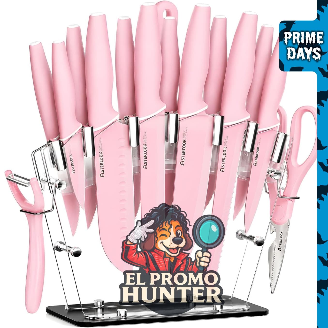Astercook Juego de cuchillos de cocina de 22 piezas con bloque y afilador.