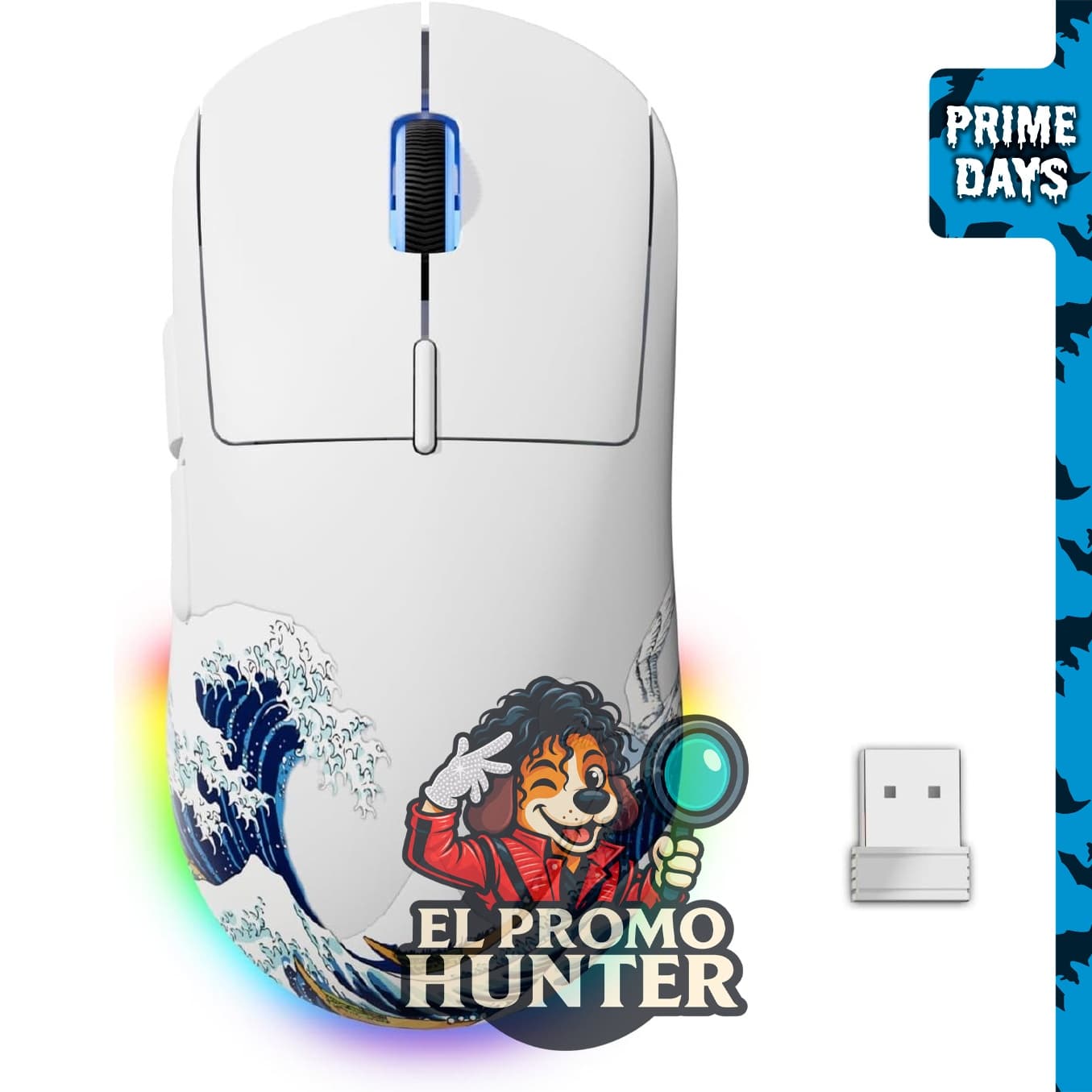 Mouse Gaming Inalámbrico Typehaven G57, 8000 DPI, color blanco.