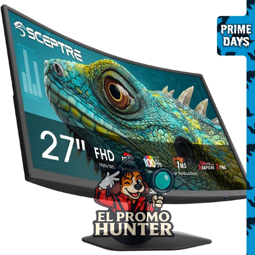 Sceptre C275B-FW180T, monitor curvo de 27" (68.6 cm) con 180Hz, 1ms y altavoces integrados.