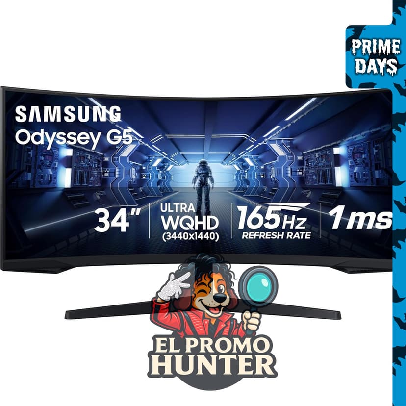 Monitor Samsung Odyssey G5 de 34" con pantalla curva 1000R.