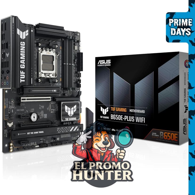 ASUS TUF Gaming B650E-PLUS WiFi AMD B650 ATX Placa base con 12+2+1 etapas de potencia DrMOS de 80A y soporte para DDR5.