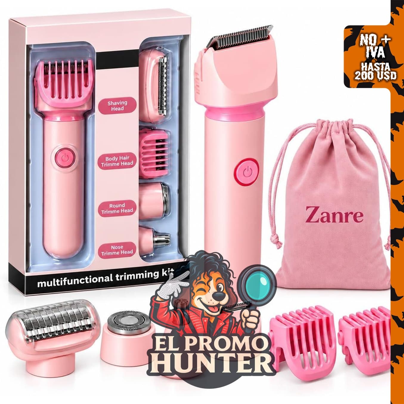 Kit de aseo corporal 5 en 1 para mujer, incluye afeitadoras eléctricas húmedas.