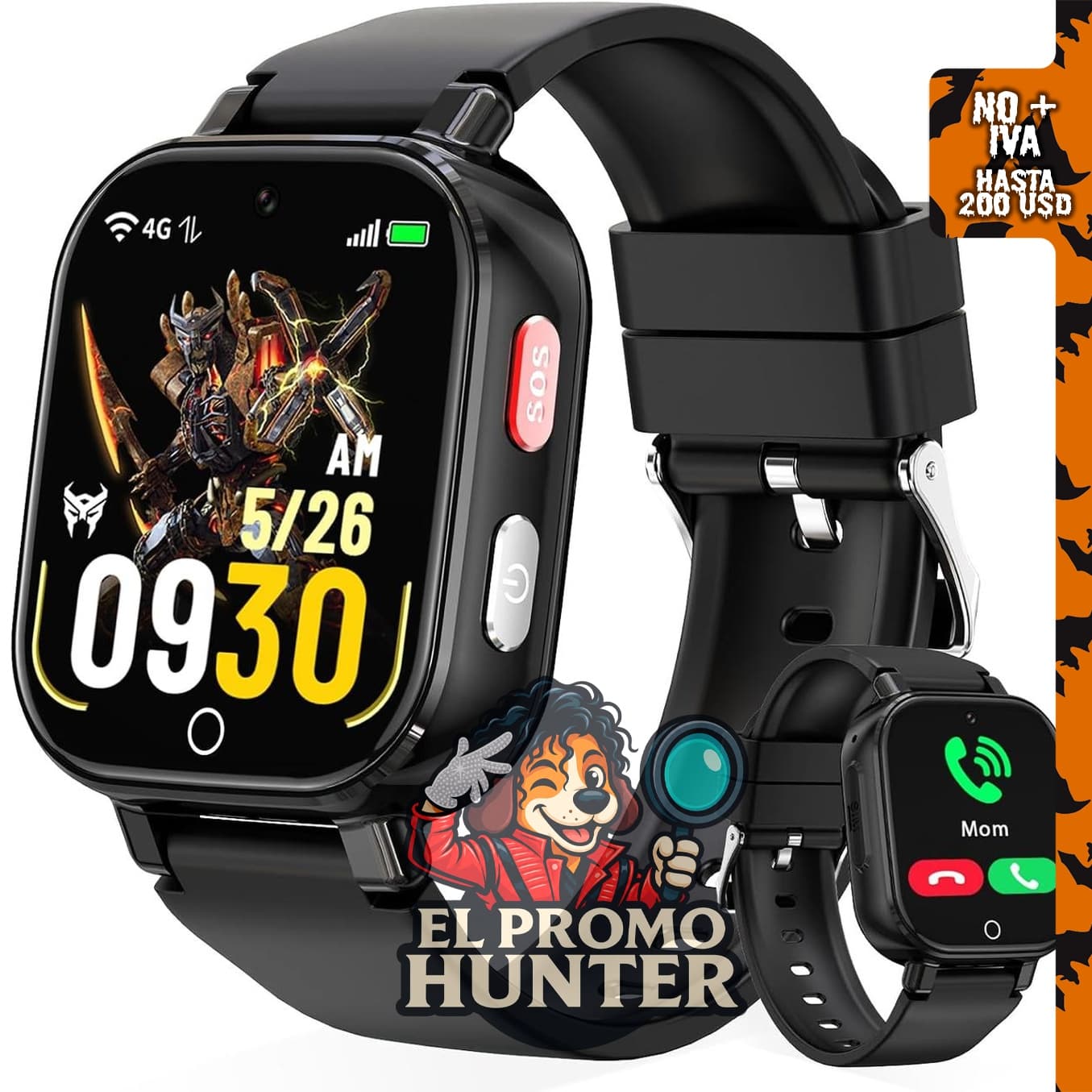 Reloj inteligente para niños Transformers 4G, con GPS, videollamada y resistencia al agua.