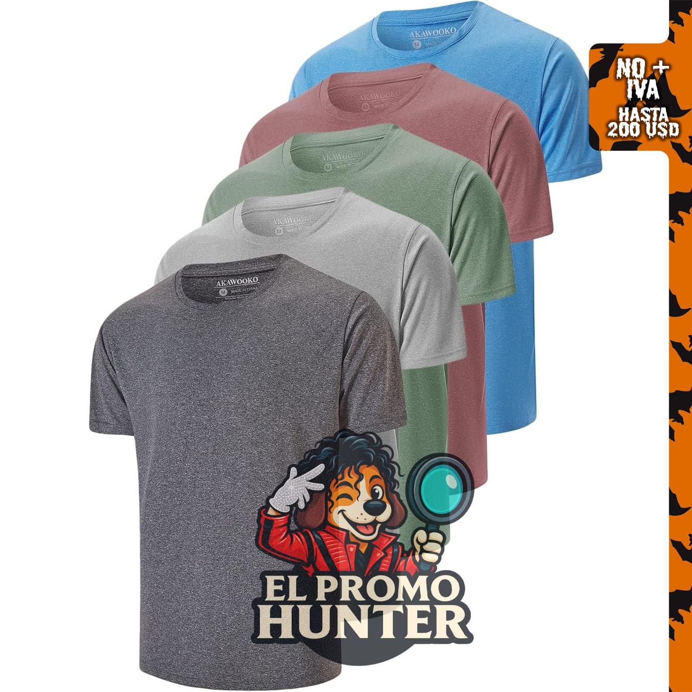 Paquete de 5 camisetas Dry Fit para hombre, manga corta, aptas para correr y entrenamiento.