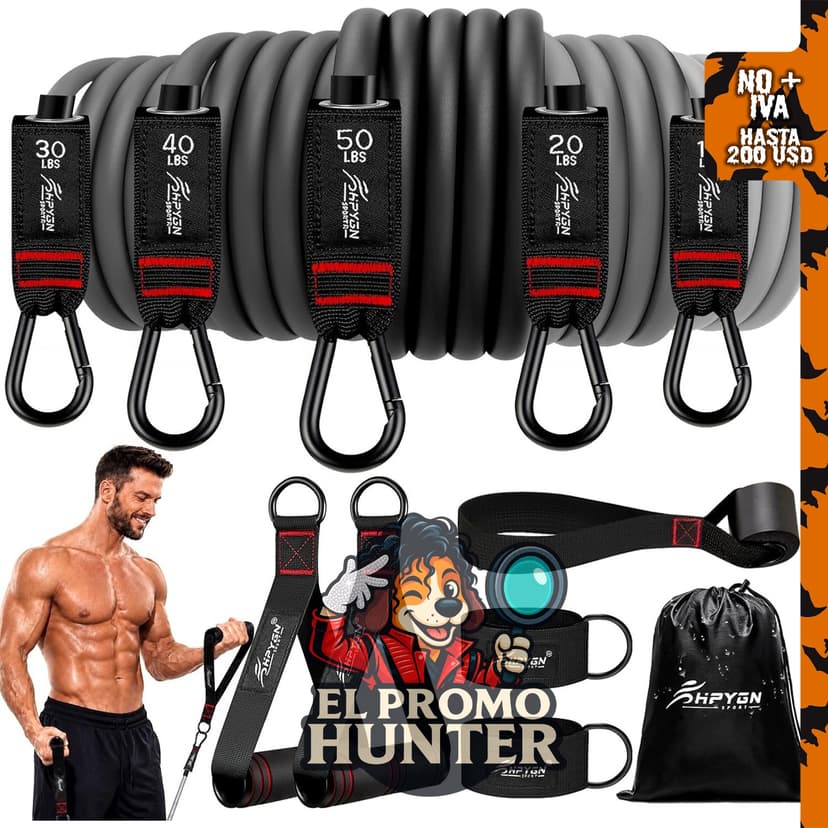 HPYGN Bandas de resistencia para entrenamiento de fuerza, incluye asas, anclaje de puerta y correas de tobillo.