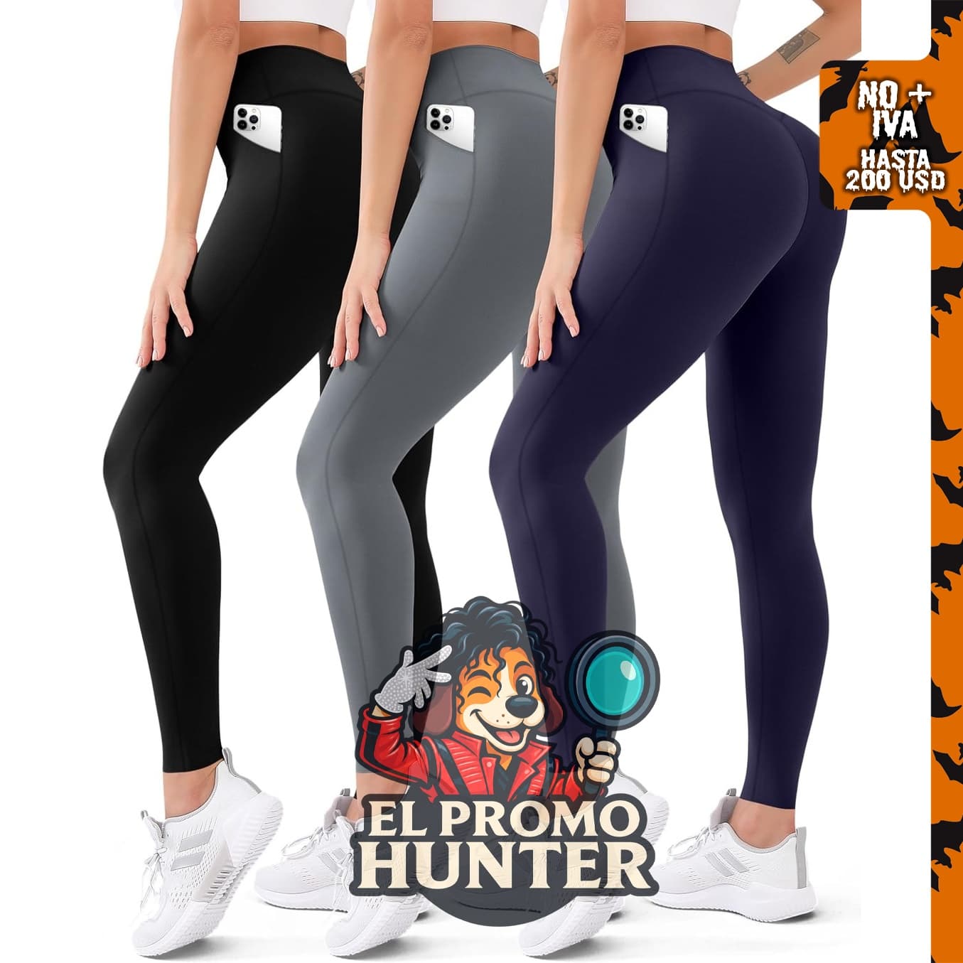 Paquete de 3 leggings de cintura alta para mujer, no transparentes, para entrenamiento y correr.