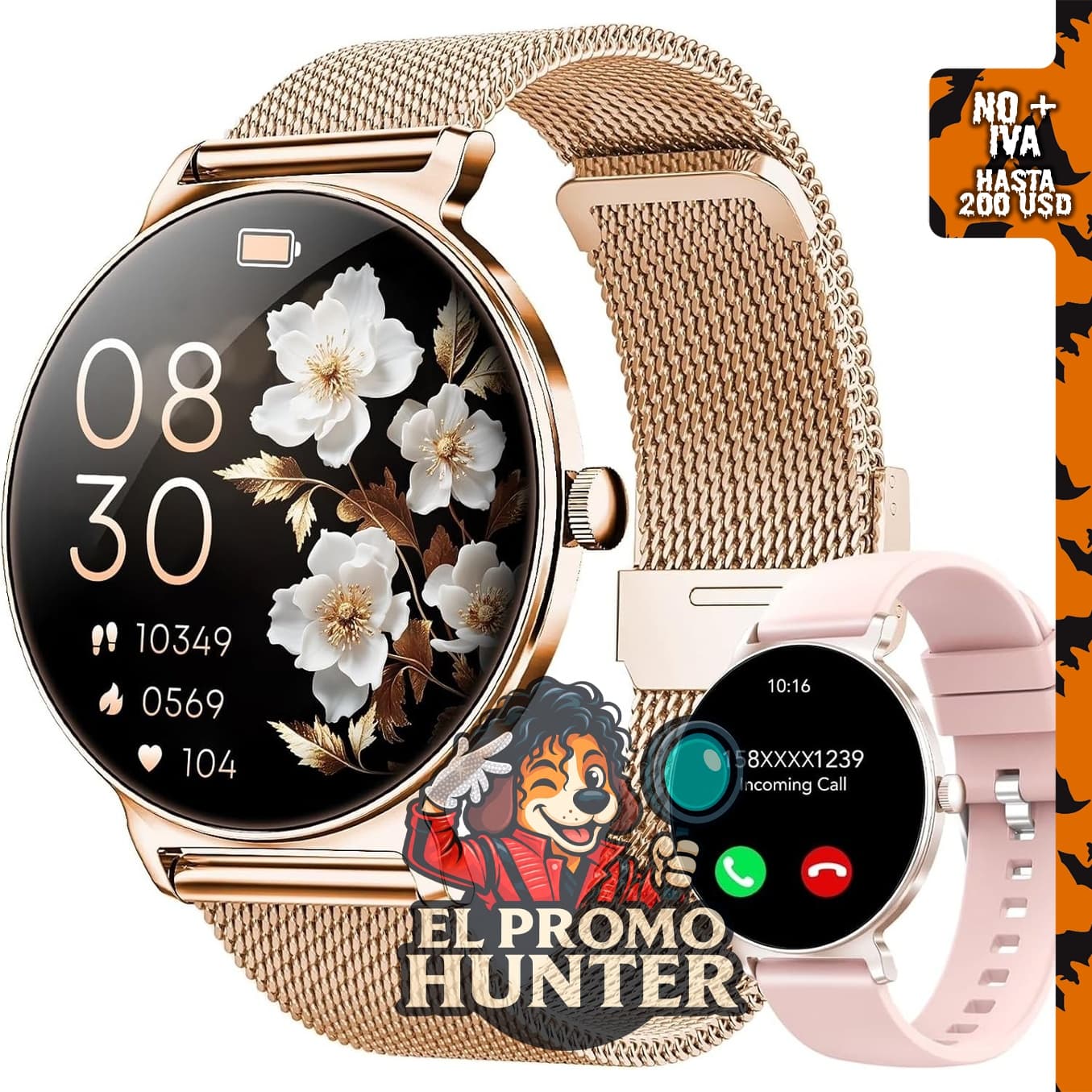 Reloj inteligente para mujer taopodo, rastreador de fitness AMOLED de 1.27" (3.2 cm) con Bluetooth.
