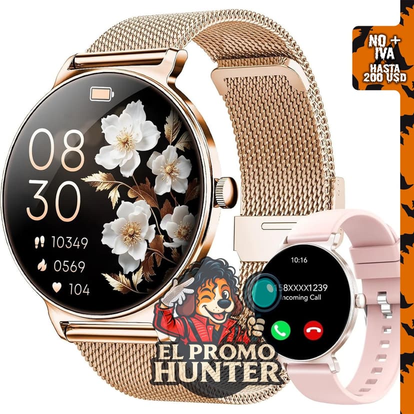 Reloj inteligente para mujer taopodo, rastreador de fitness AMOLED de 1.27" (3.2 cm) con Bluetooth.