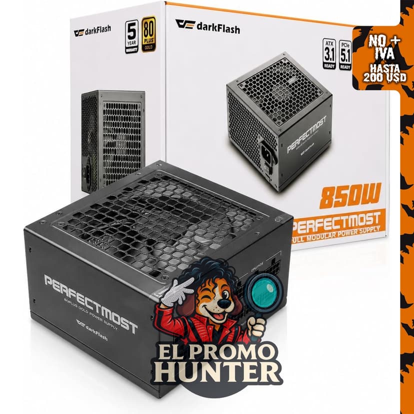 darkFlash PMT850 850W ATX 3.1 PCIe 5.1 80 Plus Gold fuente de alimentación.