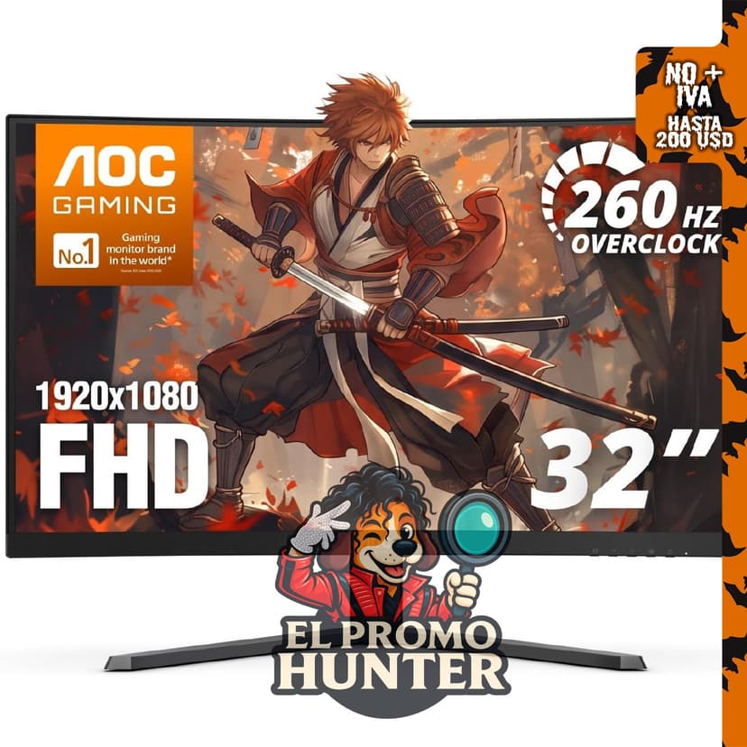Monitor curvo AOC FHD 32" (81.3 cm) 260Hz overclocked VA 0.3ms, modelo C32G42ZE.