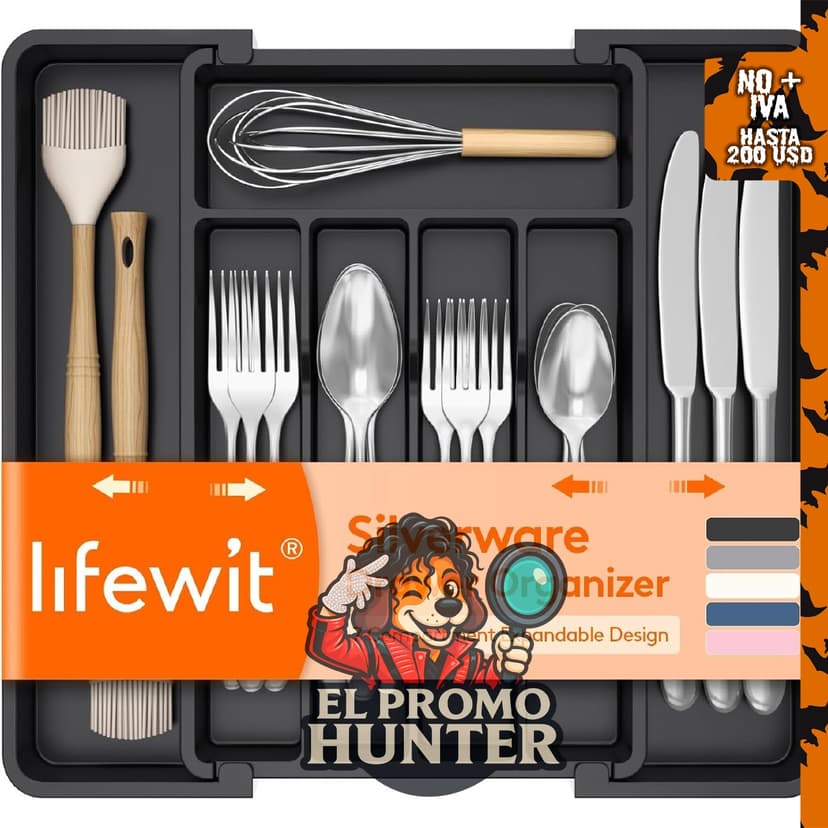 Organizador de cubiertos expandible Lifewit para cajones de cocina.