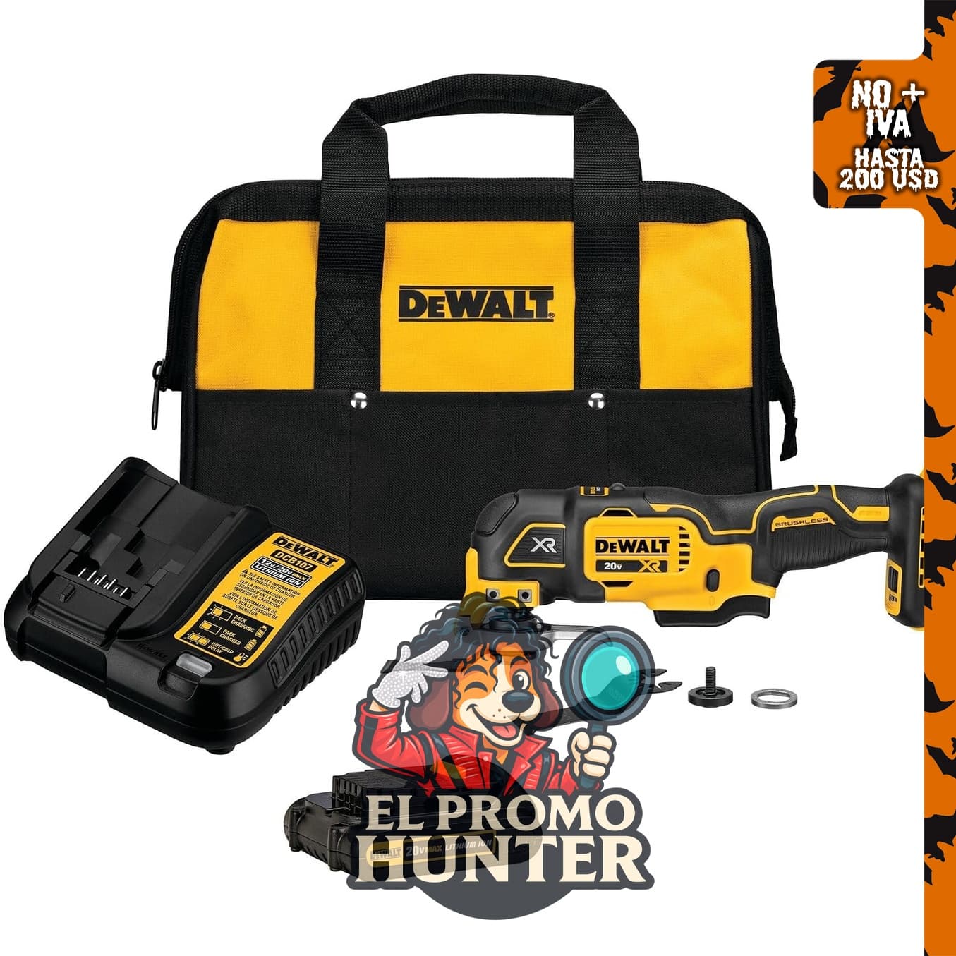DEWALT 20V MAX XR herramienta oscilante inalámbrica, 3 velocidades, incluye cuchillas, batería y cargador.