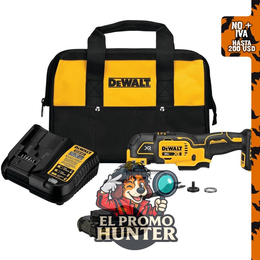 DEWALT 20V MAX XR herramienta oscilante inalámbrica, 3 velocidades, incluye cuchillas, batería y cargador.