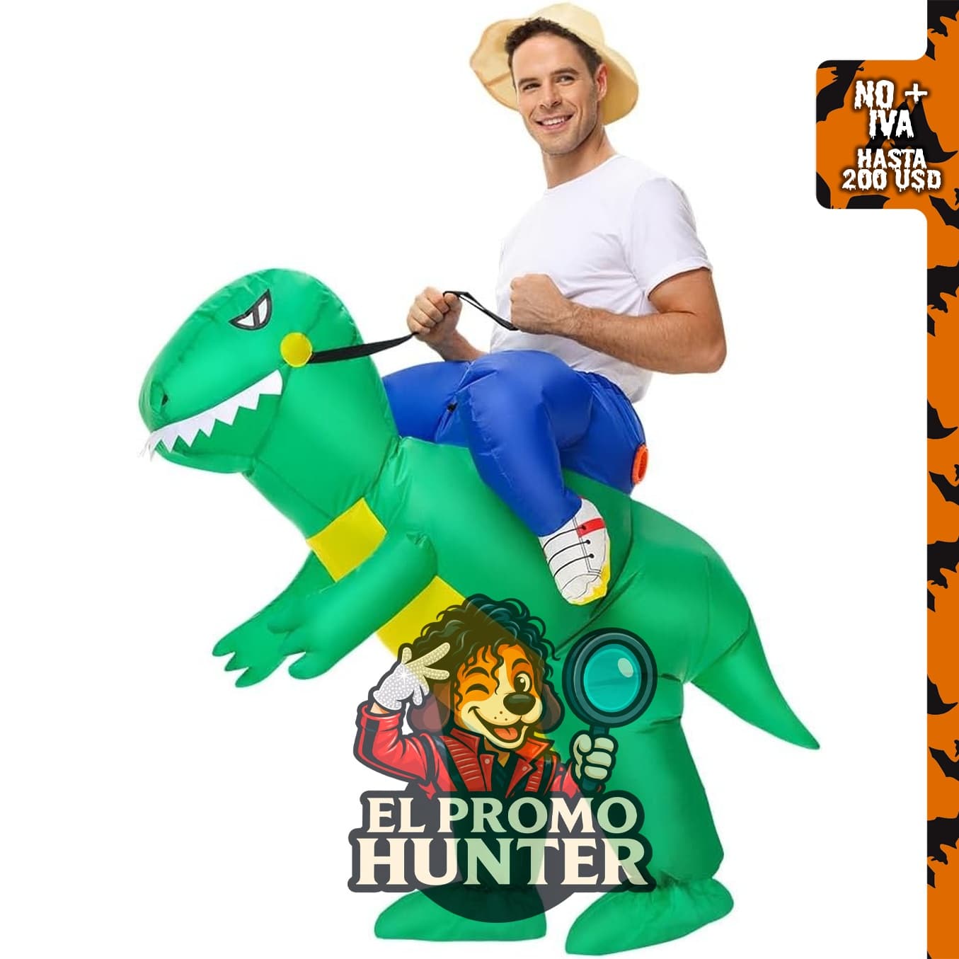 Disfraz inflable de dinosaurio para adultos, modelo T-Rex, ideal para Halloween y fiestas.