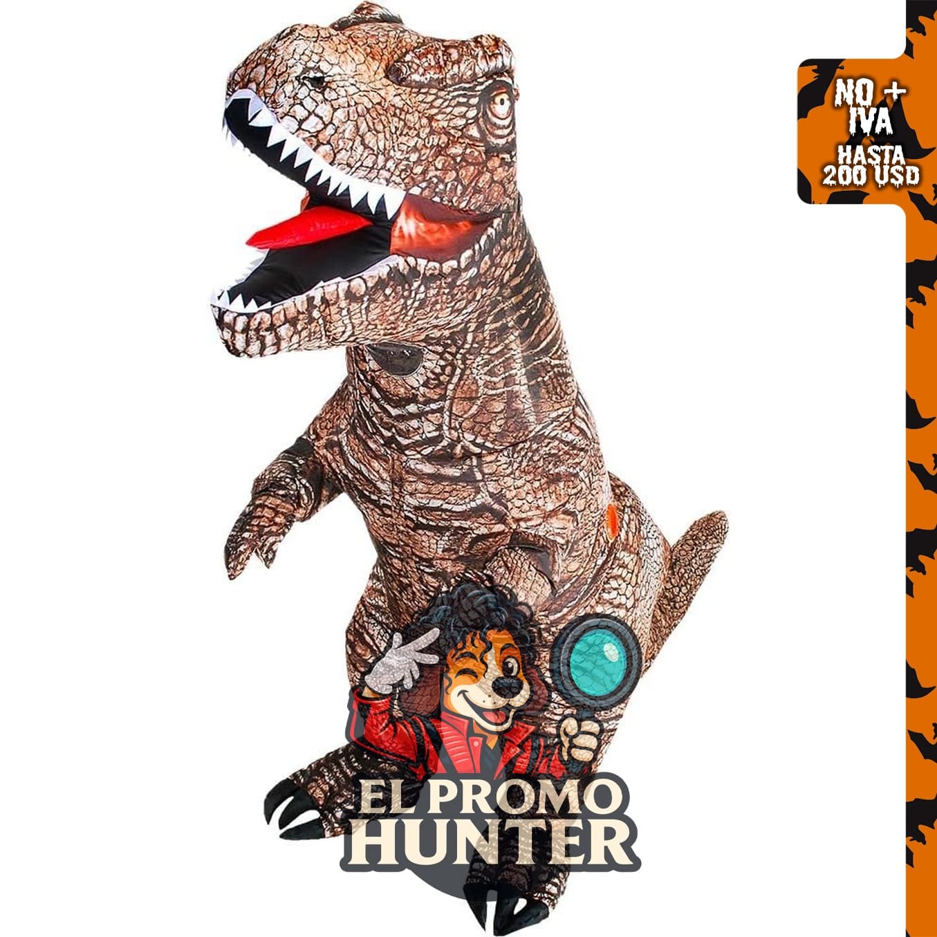 Disfraz inflable de dinosaurio T-rex para adultos y niños, incluye cuerpo completo.