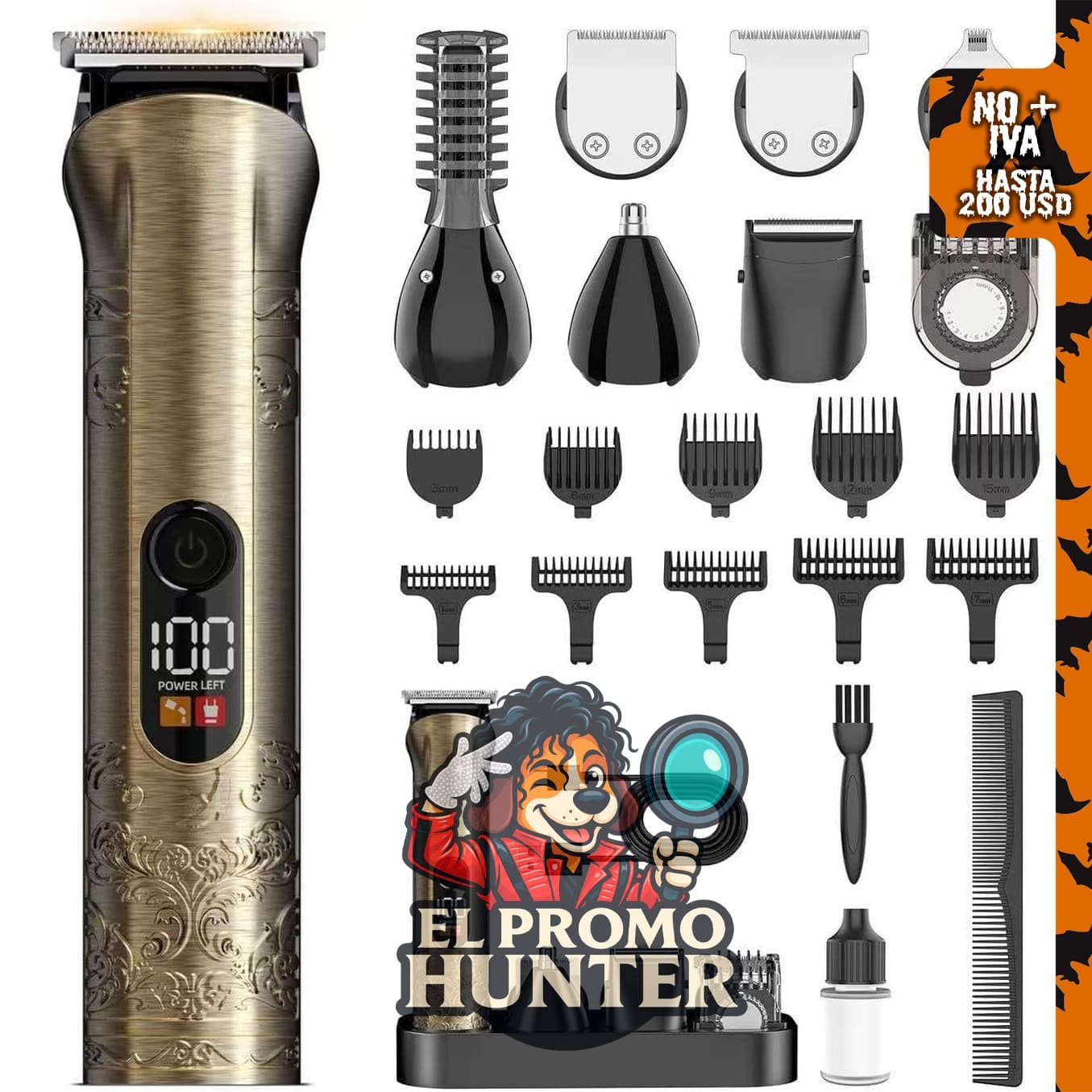 Solati Cortadora de barba eléctrica, kit profesional para cortar cabello y vello facial.