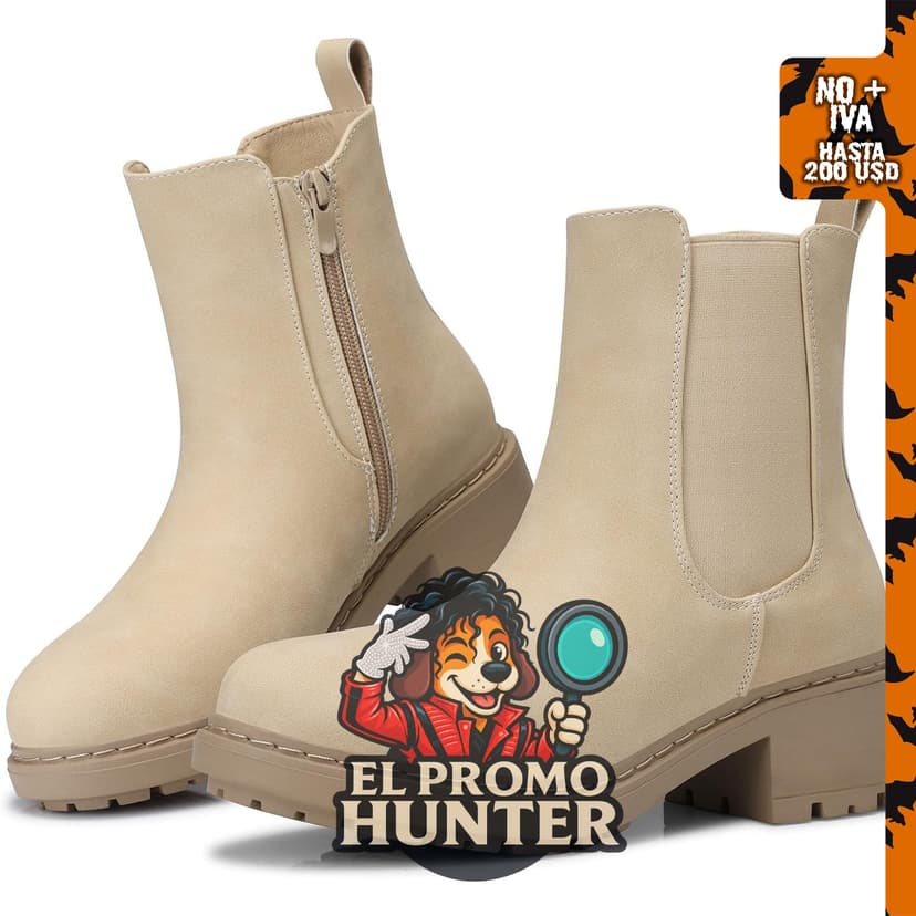 Botas Chelsea SHIBEVER para mujer, con tacón grueso y suela de lengüeta.
