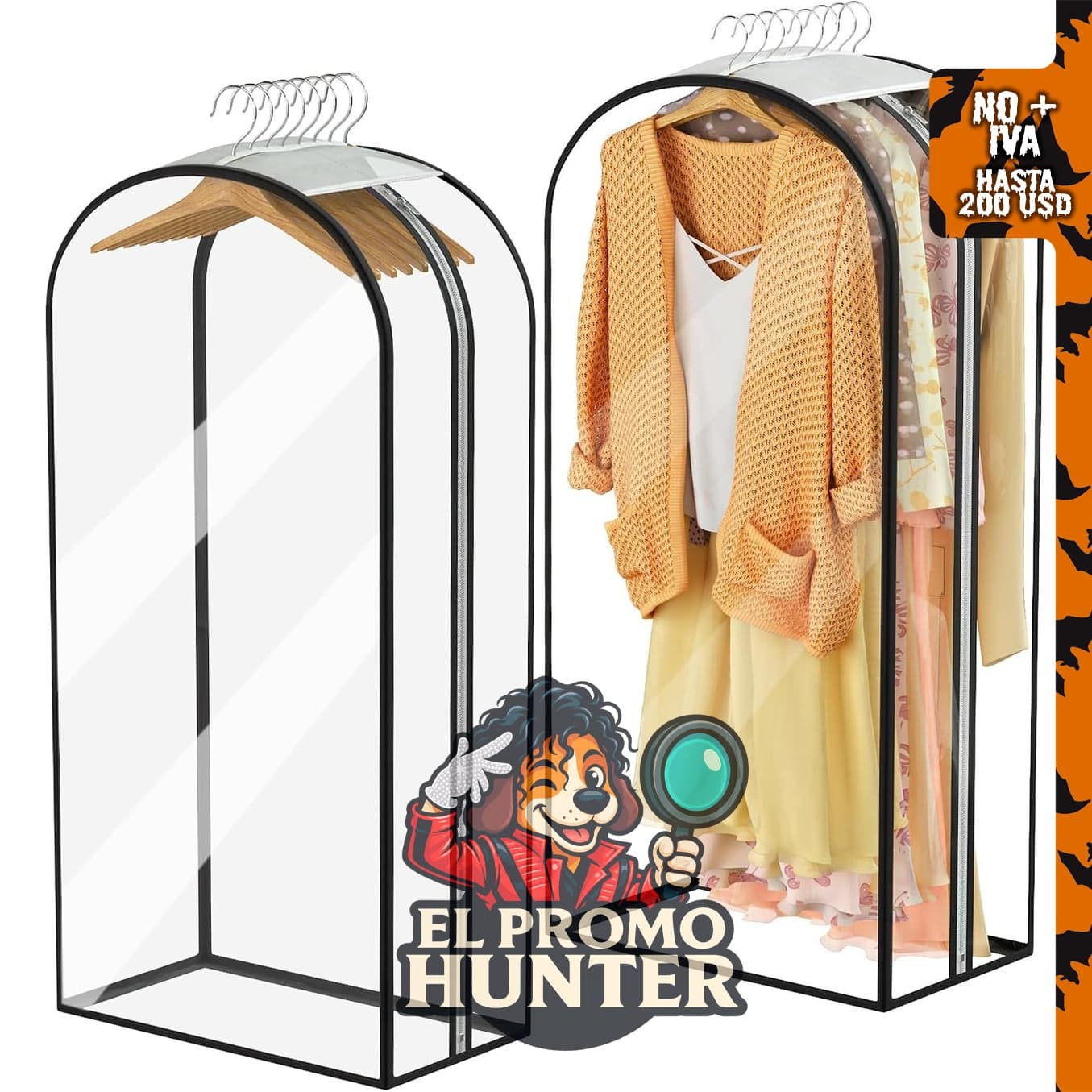 Bolsas de ropa ultra transparentes de 40" (102 cm) para colgar, con refuerzos de 10" (25 cm), 2 unidades.
