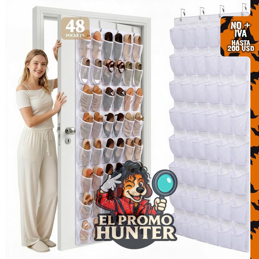 Organizador de zapatos de 48 bolsillos, apto para zapatos de mujer hasta talla 9 de EE. UU.