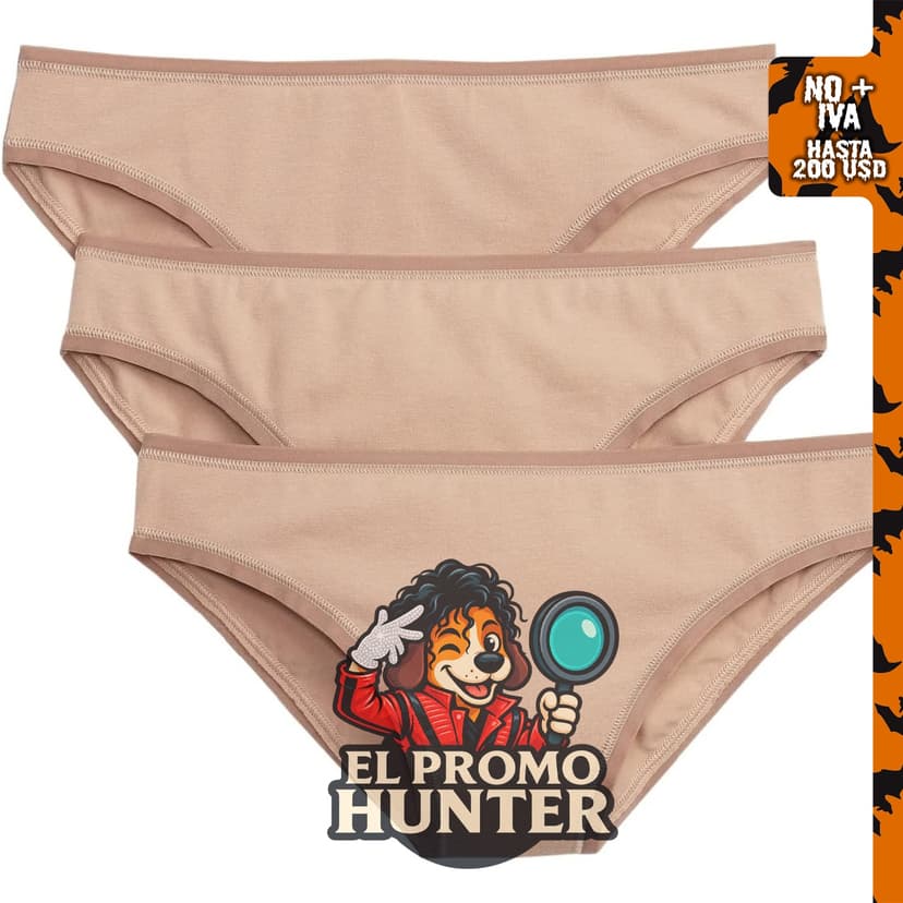 Bikini de algodón elástico orgánico para mujer (3 unidades).