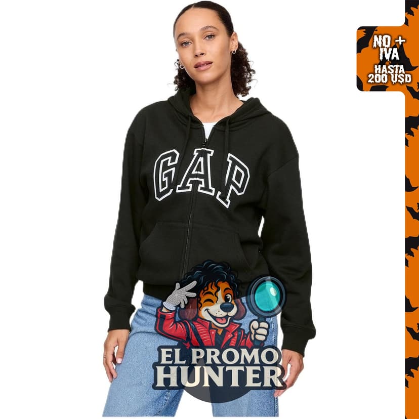 Sudadera con capucha de cremallera completa GAP para mujer.