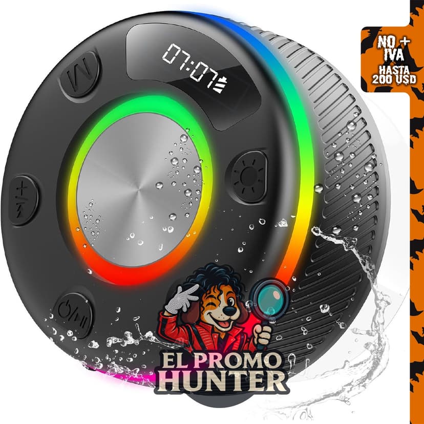 Altavoz de ducha Bluetooth IP7 impermeable, portátil, con sonido HD.