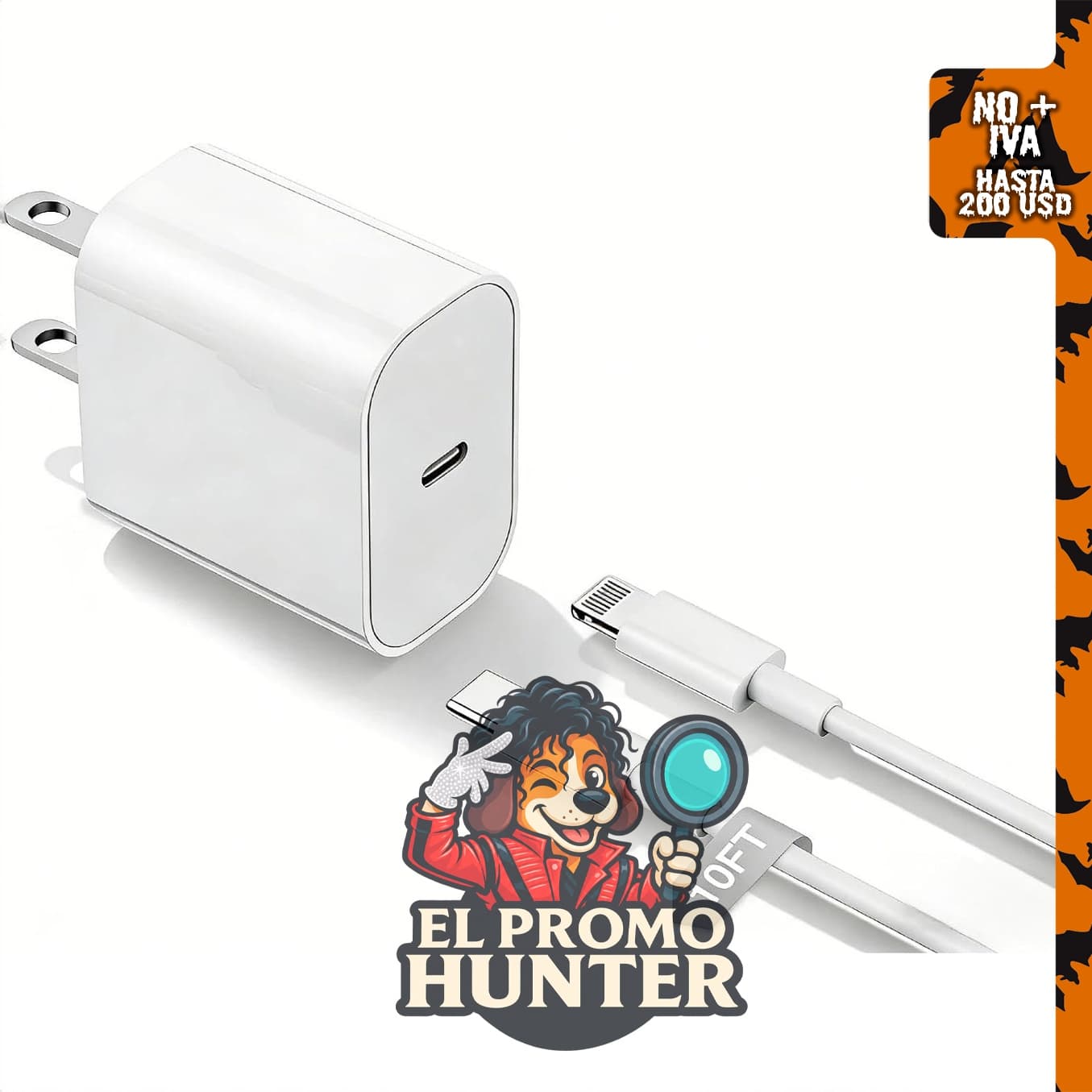 Cargador rápido de 10 pies USB C a Lightning con adaptador de corriente para iPhone y iPad.