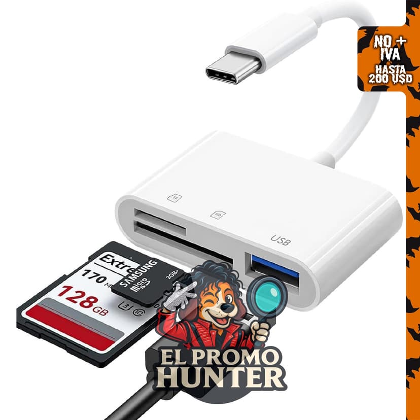 Lector de tarjetas SD USB C para iPhone 15, 16, 17, con puertos para SD y MicroSD.