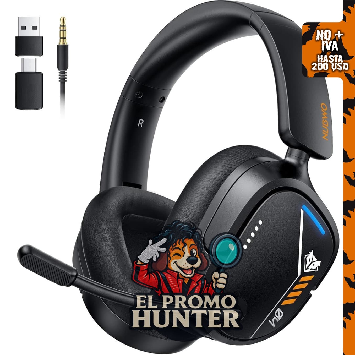 NUBWO Wireless Gaming Headset para PS5, PC y PS4 con micrófono cancelador de ruido y batería de 80 horas.