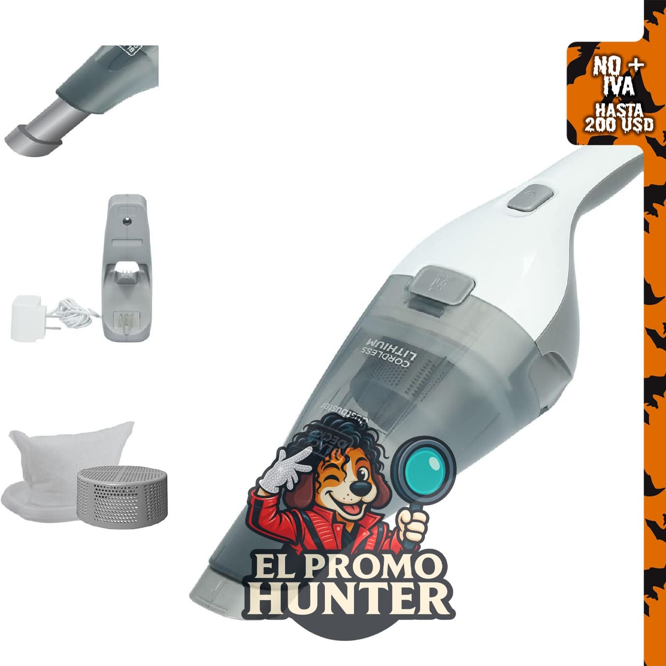 BLACK+DECKER Dustbuster HNVC215B10, aspiradora de mano inalámbrica y recargable, con montaje en pared.