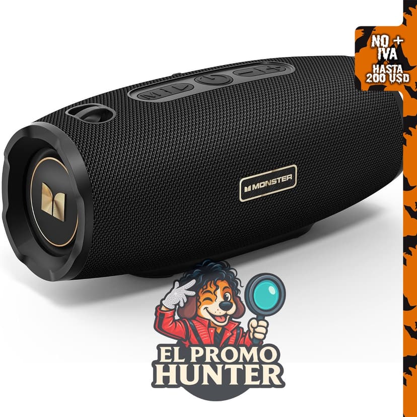 Monster S380 Altavoz Bluetooth, altavoz portátil con sonido estéreo de 40 W y tiempo de reproducción de 20 horas.