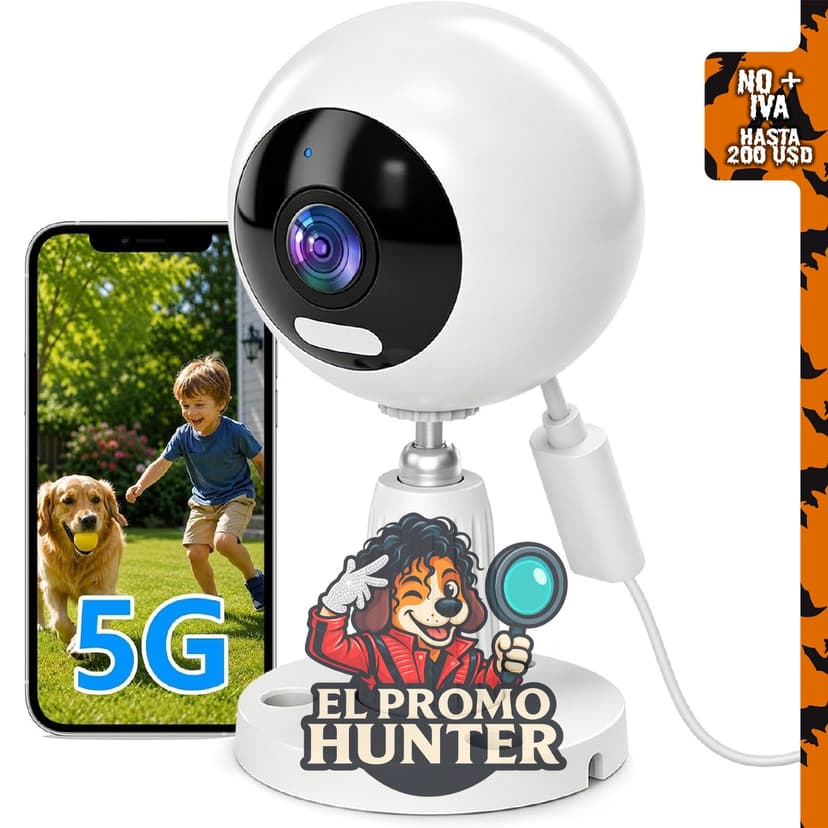 Cámara de seguridad 3MP para interiores y exteriores, compatible con WiFi 5G/2.4G.