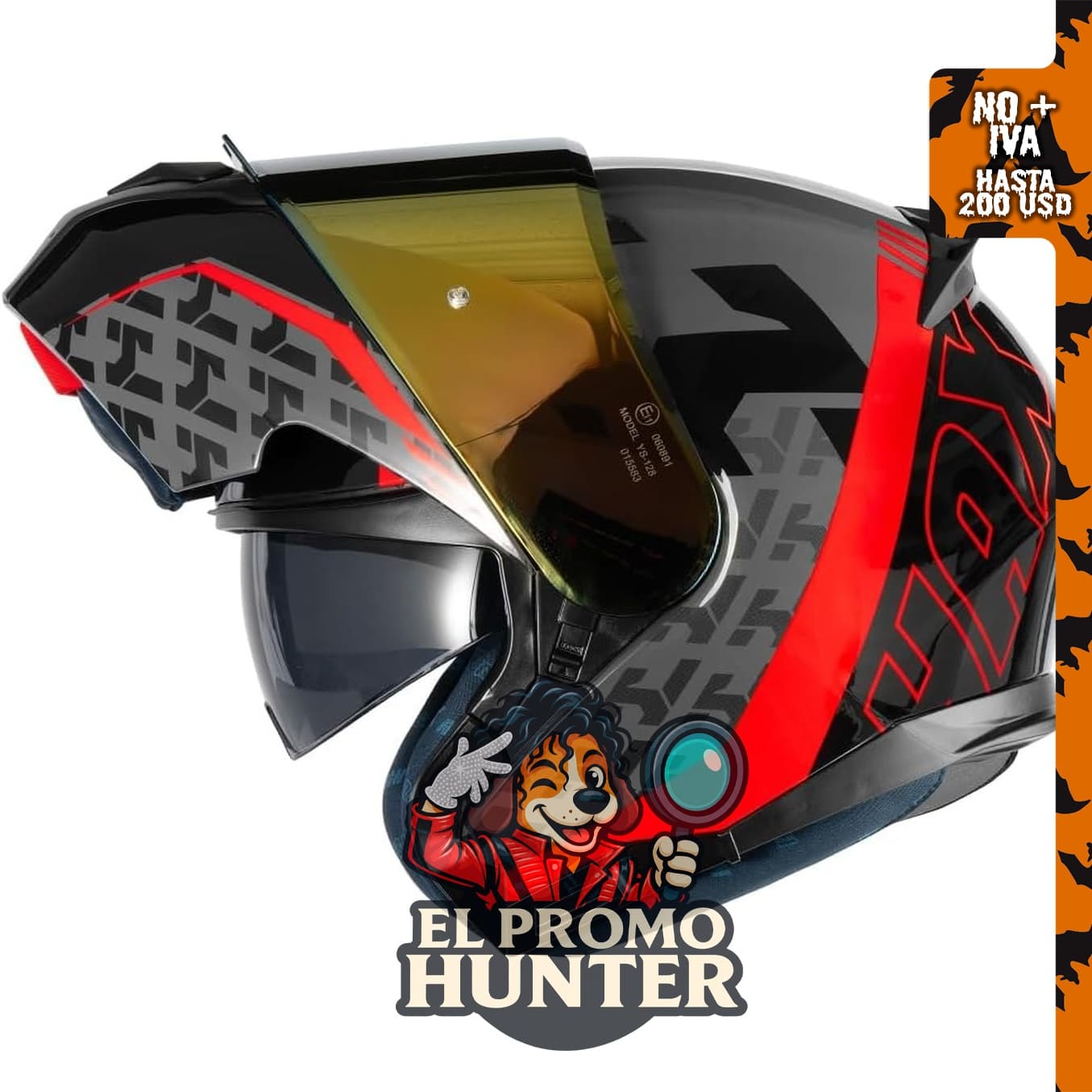 HAX Amatista Casco modular con visor dual abatible para motocicleta, aprobado por DOT/ECE, tamaño XL.