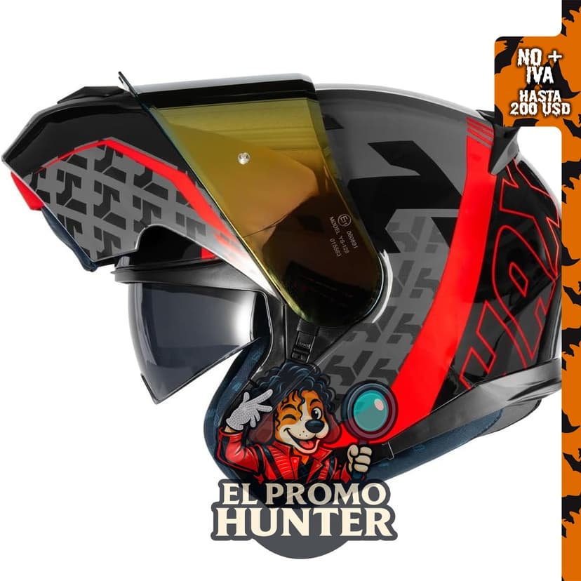 HAX Amatista Casco modular con visor dual abatible para motocicleta, aprobado por DOT/ECE, tamaño XL.