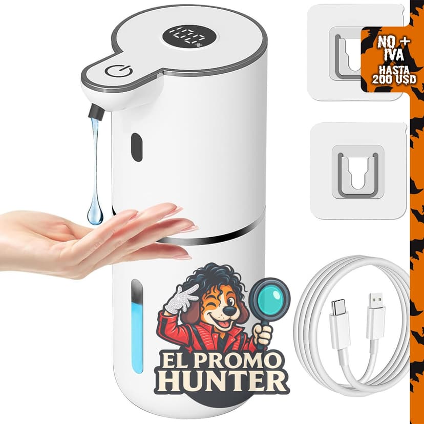 Dispensador automático de jabón líquido OHIFAST, recargable por USB, 12.8 oz (380 ml), montado en la pared.