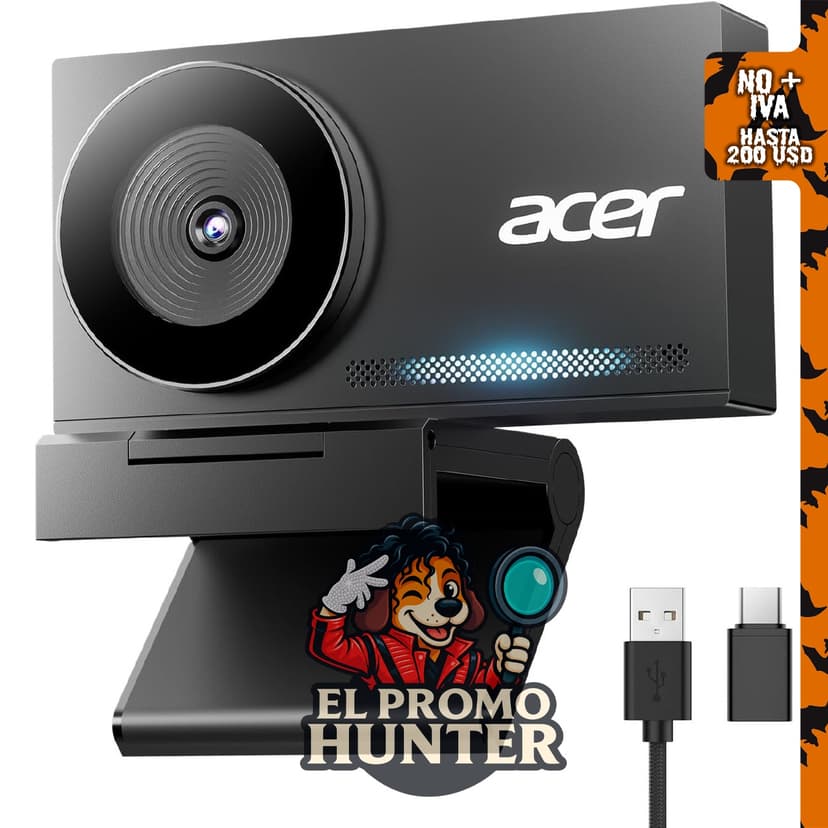 Acer Cámara web 4K para PC/Mac, sensor Sony de 1/2", 2 micrófonos de reducción de ruido.