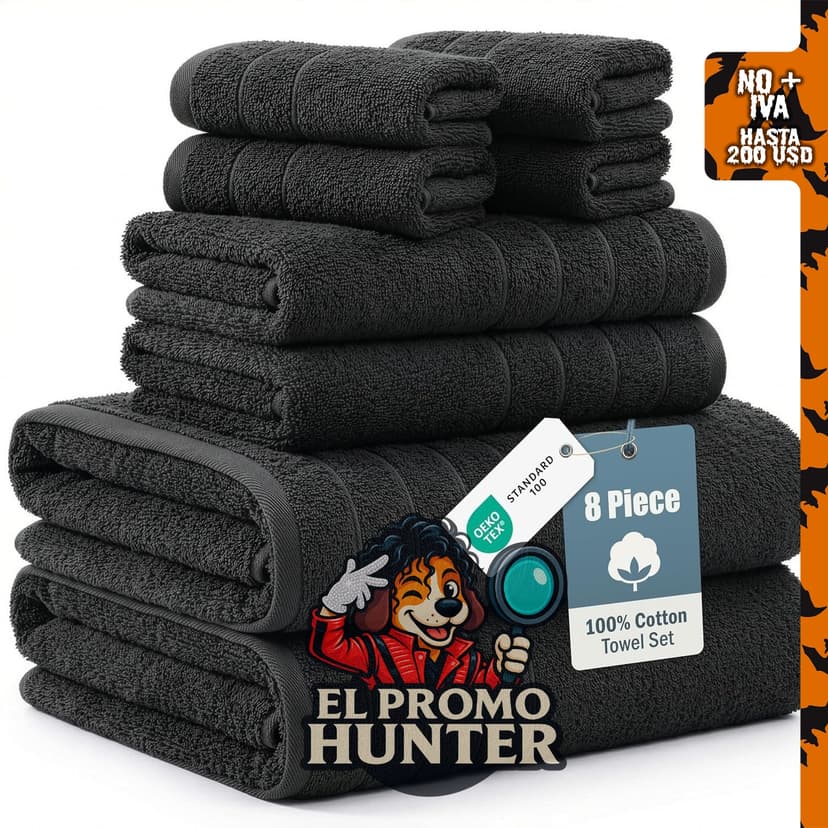 Casa Platino juego de toallas de baño de 8 piezas, suaves y absorbentes.