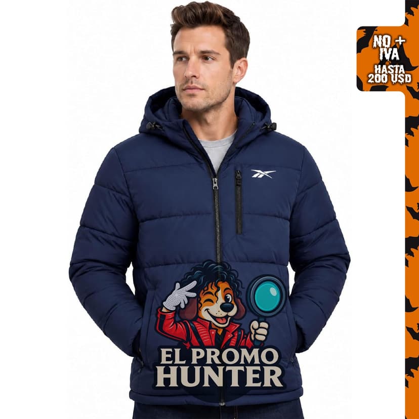 Reebok Chaqueta acolchada para hombre, impermeable y cortaviento.