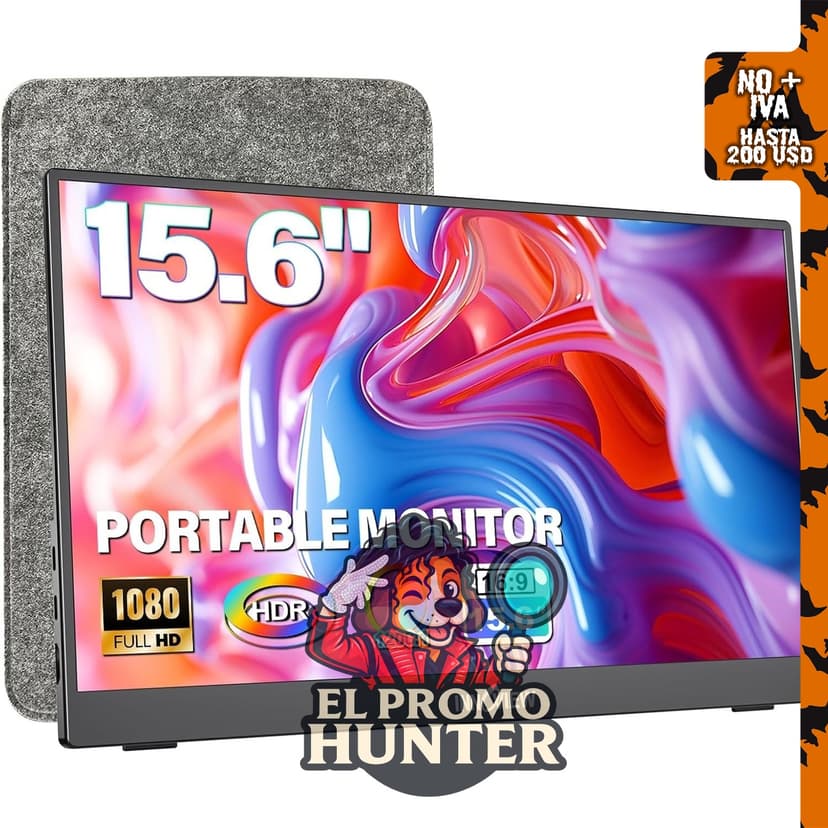 InnoView Monitor portátil de 15.6" (39.6 cm) 1080P, USB C y HDMI, con soporte ajustable.