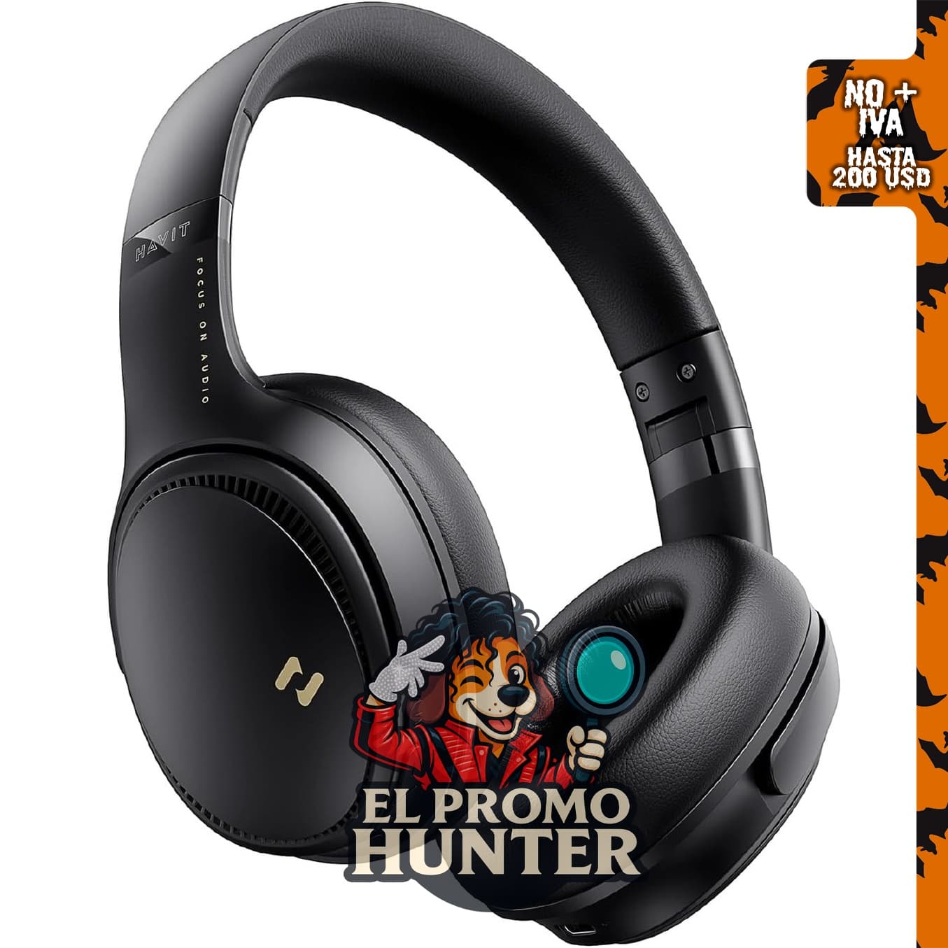 Havit Auriculares inalámbricos con cancelación activa de ruido, Bluetooth 5.3, plegables, sonido estéreo HD.